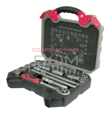 Набор инструментов автомобильный USPEX CrV, Профи, 1/2", 25шт /65203/